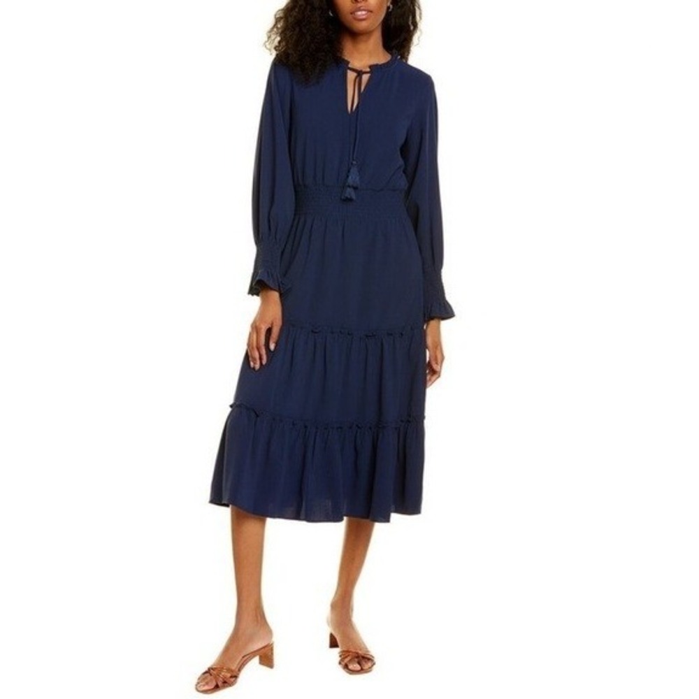Sail to Sable Navy Blue Tiered Midi Dress